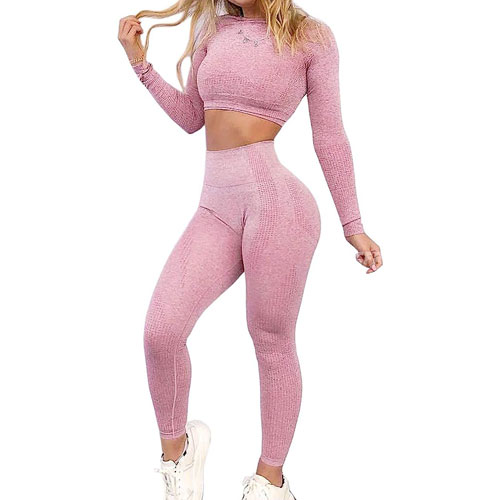 product Amazon workout two piece suit for women long sleeve pink